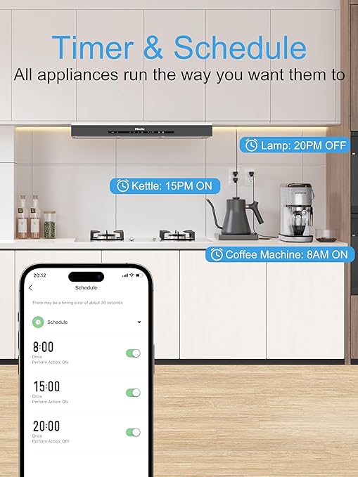 EIGHTREE Smart Plug 15A, Smart Plugs That Compatible with Alexa & Google Home & SmartThings, No Hub Required, WiFi Outlet with Remote Control, Timer & Schedule, 2.4GHz WiFi Only, 4 Packs
