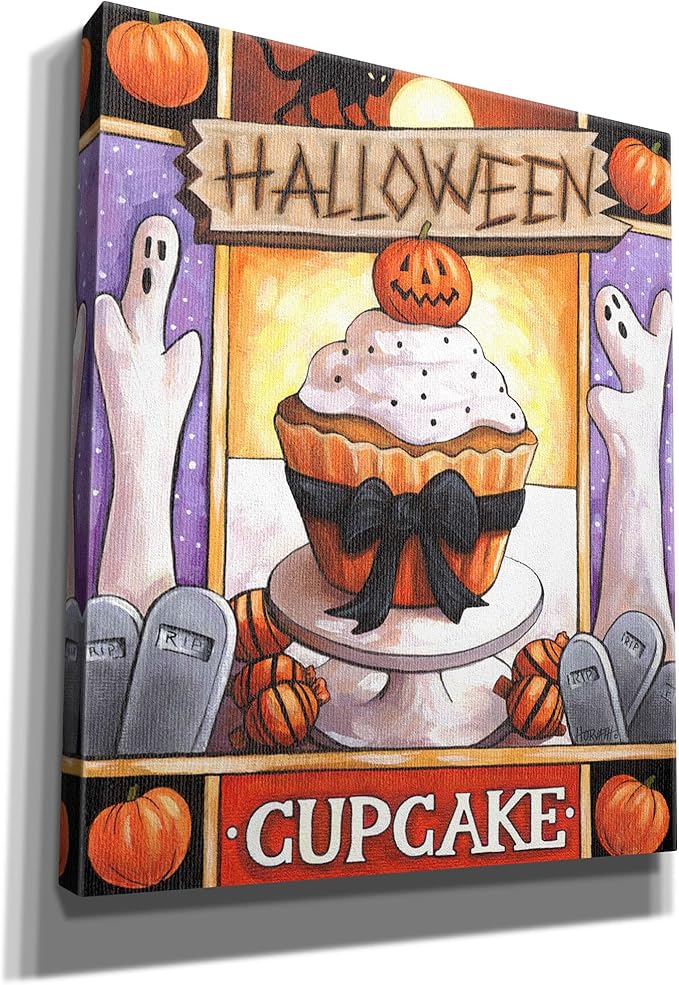 Epic Graffiti 'Halloween Cupcake' by Cathy Horvath-Buchanan Canvas Wall Art, 20" x 24"