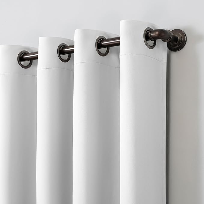 Sun Zero Nordic 2-Pack Theater Grade Noise Reducing Extreme 100% Blackout Grommet Curtain Panel Pair, 52" x 54", White