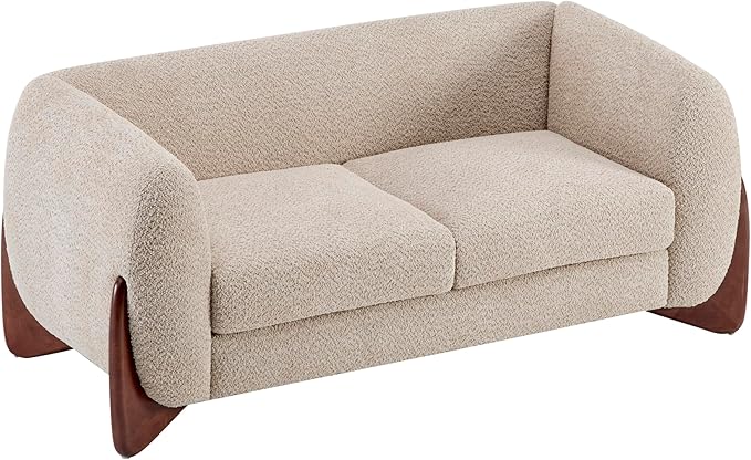 Christopher Knight Home Almad 2 Pieces Sofa Couch Set, Cozy 3-Seater Sofa and Loveseat for Living Room, Upholstered Couch Chair, Soft Seating Lounge Sofa with Wood Frame, Boucle Fabric, Almond