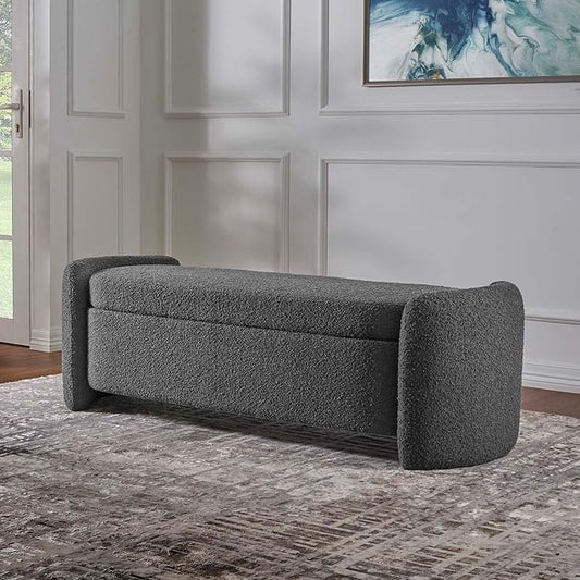 Modway Nebula Boucle Upholstered Storage Bench in Charcoal