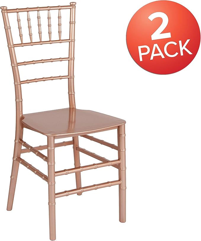 Flash Furniture 2 Pk. HERCULES Series Rose Gold Resin Stacking Chiavari Chair