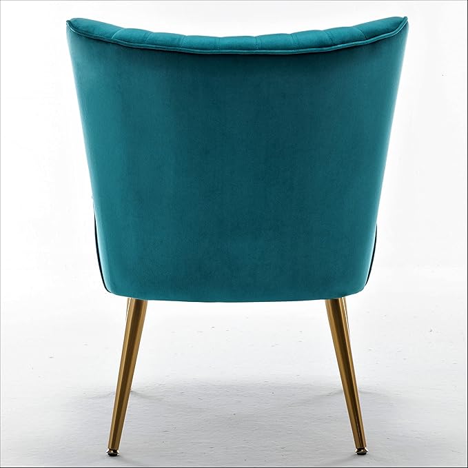 Modern Velvet Accent Chair for Living Room, Bedroom, or Entryway, Stylish and Comfortable Armless Design with Metal Legs, Greynish Blue