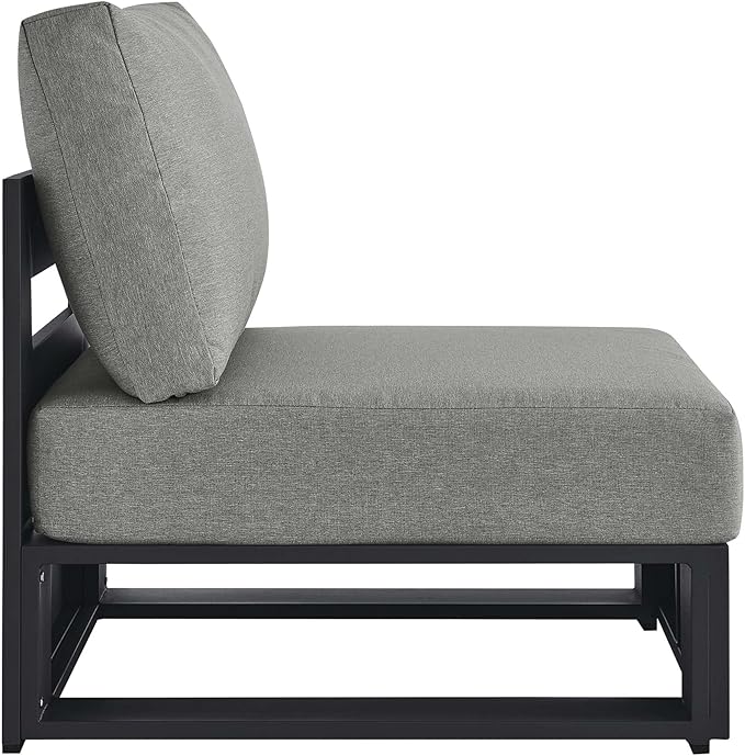 Modway Tahoe Aluminum Armless Patio Gray Modular Weather-Resistant Cushions-Perfect as Club Outdoor Lounge Chair