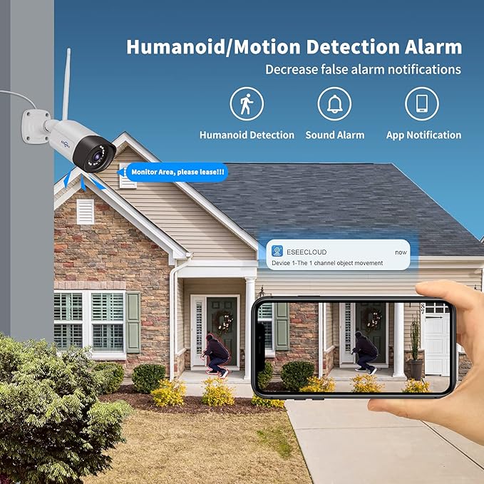 Hiseeu 5MP Wireless Pro Security Camera Wireless Outdoor, Home Security, Spotlight Color Night Vision, 2.4Ghz & 5Ghz Wi-fi, SD Card and Cloud Storage Supported, Compatible with Alexa
