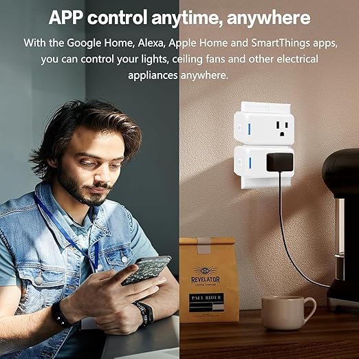 Jinvoo Matter Smart Plug Mini Outlet with Timing Function,Remote Control Your Devices,Occupies Only One Socket,Works with HomeKit Philips HUE SmartThings hub and Alexa Google Assistant 2 Pack