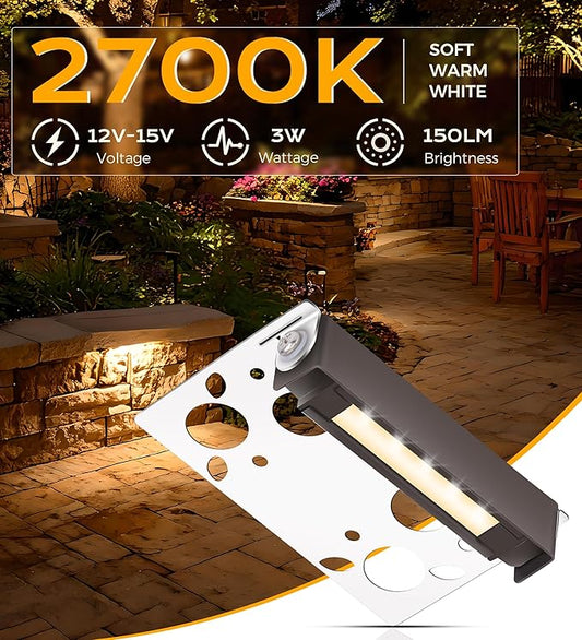 CLOUDY BAY [6 Pack] 4 Inch 12V-15 VAC/DC Low Voltage Hardscape Lighting Paver Light,Retaining Wall Lights Outdoor,IP65 Waterproof, 3W 2700K Soft White,Frost Lens Deck Step Light