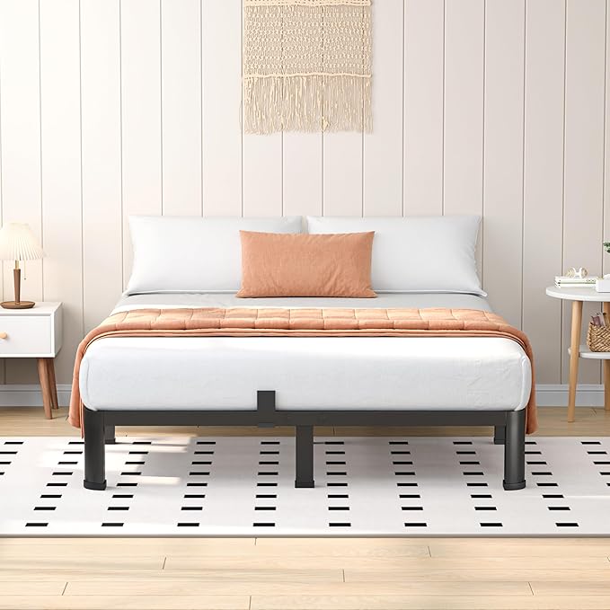 10 Inch Queen Heavy Duty 3500 lbs Bed Frame with Round-Corner Legs & Anti-Squeak Design – Quick Assembly Metal Platform, No Box Spring Needed