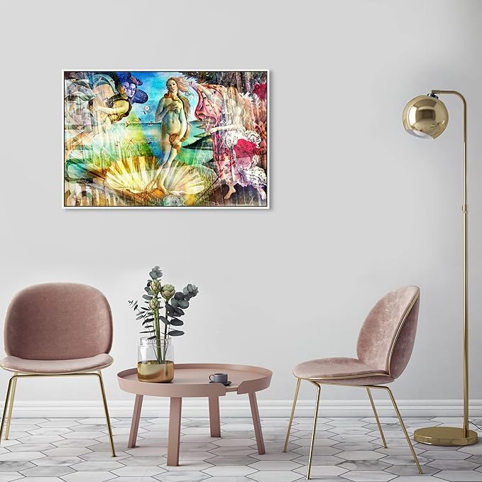 The Oliver Gal Artist Co. Spiritual and Religious Wall Art Framed Canvas Prints 'Birth of Venus - Botticelli' Zodiac