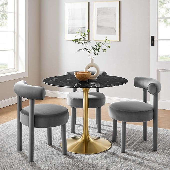 Modway Lippa Dining Table, 40", Gold Black