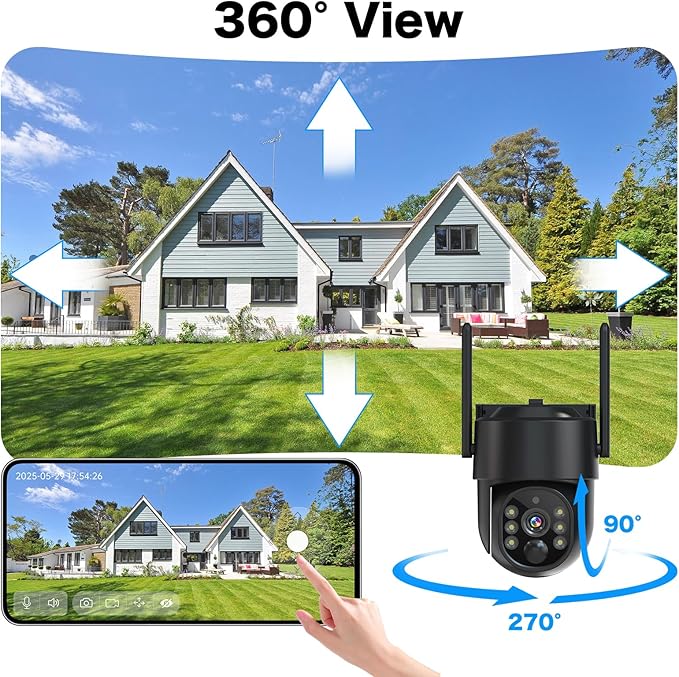 Solar Security Cameras Wireless Outdoor, 5G/2.4G Solar WiFi Cameras for Home Security, Solar Powered Outside Camera Wireless,Human Detection, Color Night Vision, 2-Way Talk (black02)
