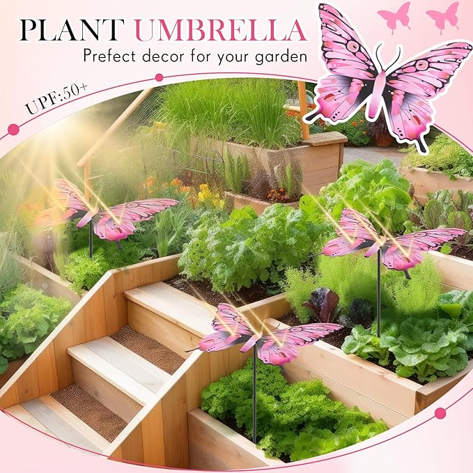 Reallnaive Small Metal Plant Umbrella for Outdoor Bee Garden Decor Umbrella Plants Shade Cover Sunshade Disk Outdoor for Potted Live Decor