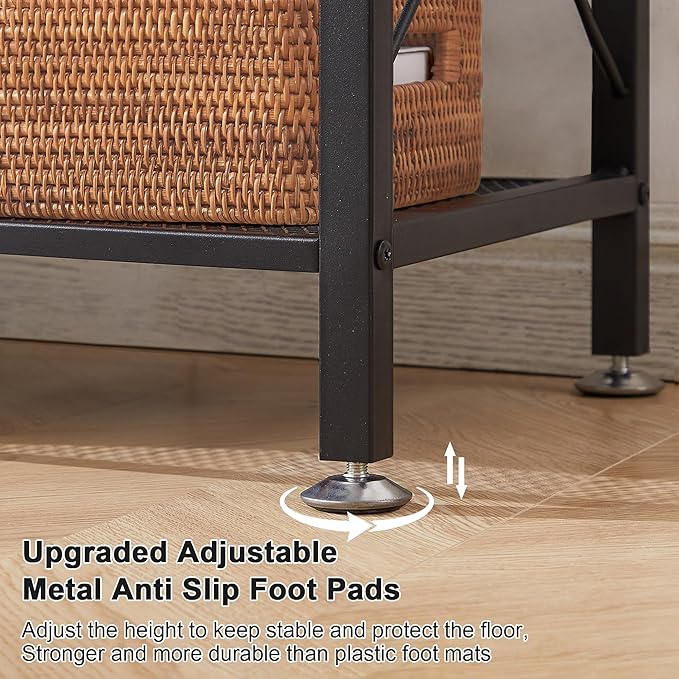 VECELO TV Stand with Power Outlets for 65 Inch Industria Media Entertainment Center with Charging Station, 3-Tier Open Shelves & Metal Frame for Living Room, Bedroom, 55 Inch, Brown