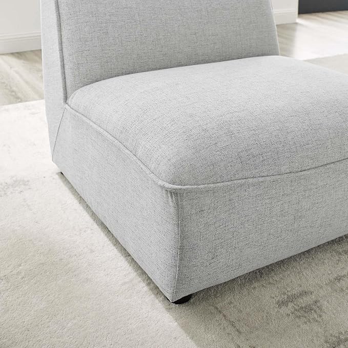Modway Comprise Fabric Upholstered Sectional, Armless Chair, Light Gray