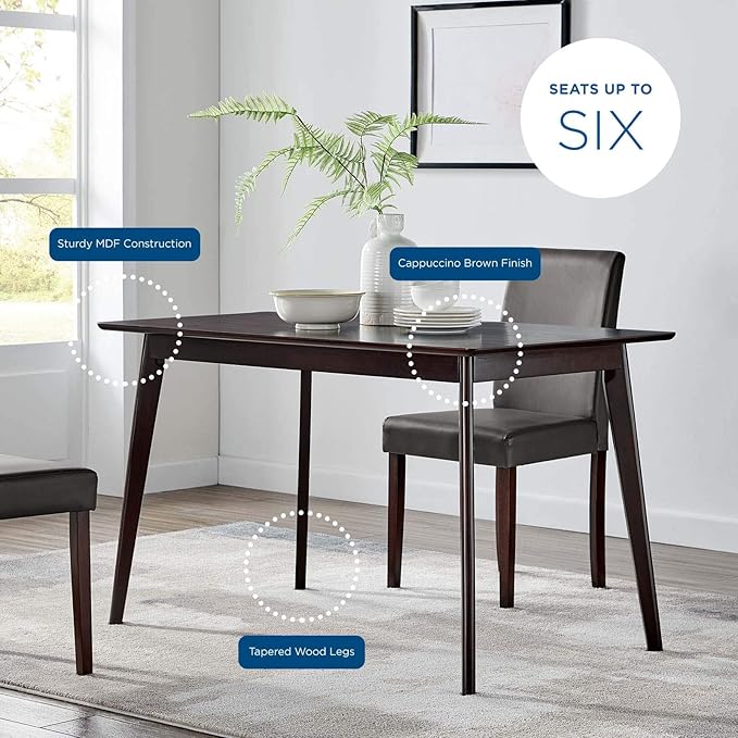 Modway Oracle 47" Rectangle Dining Table, Cappuccino
