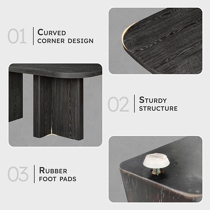 Lexicon 78 Inch Dining Table for 4-6 People, Rectangular with Textured Wood Grain Surface, Modern Ebony Finish Oak Veneer Kitchen Table for Dining Room/Kitchen, Ebony
