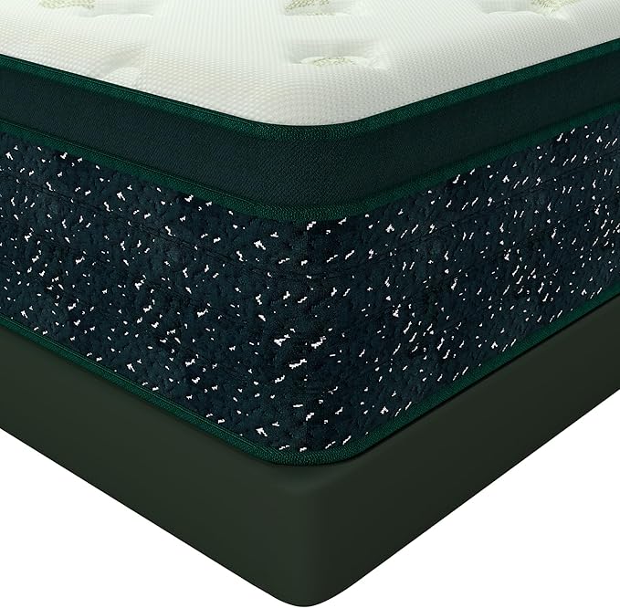 14 inch Queen Mattress,Hybrid Mattress in a Box,Queen Size Gel Memory Foam Mattress Individually Pocket Springs Pressure Relief & Motion Isolation CertiPUR-US Certified,Green