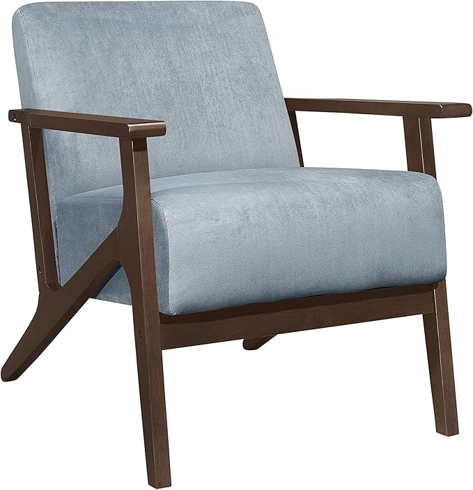 Lexicon New Castle Velvet Accent Chair, 27.5" W, Blue Gray