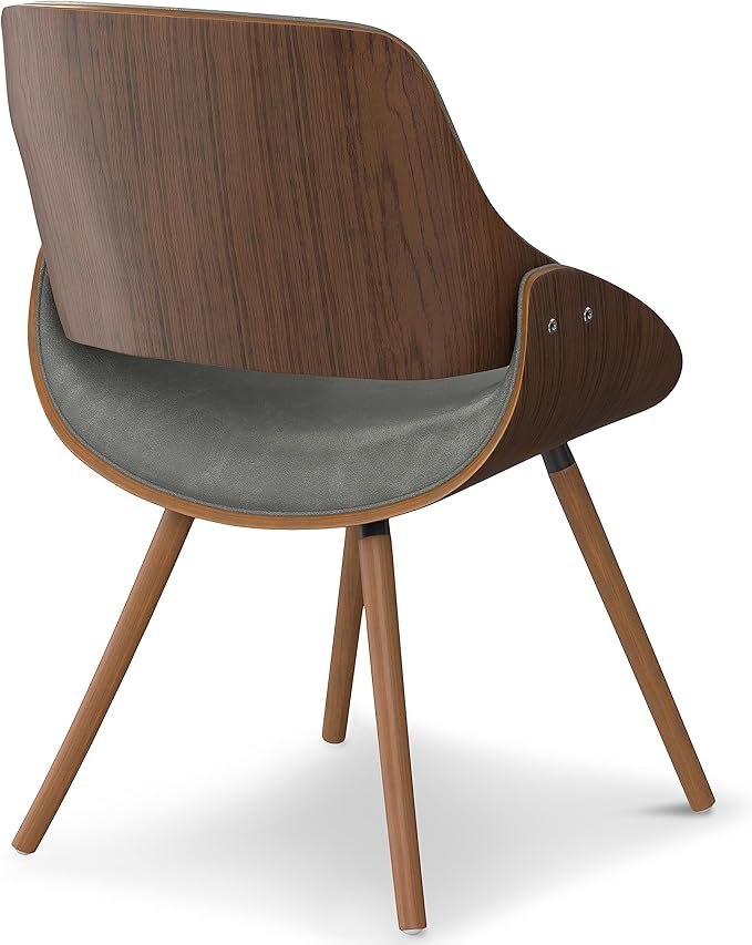 SIMPLIHOME Malden Dining Chair in Distressed Grey Vegan Faux Leather, 22.8"W x 20.9"D x 30.9"H, Mid-Century Modern Wood Back Chair for Dining Room