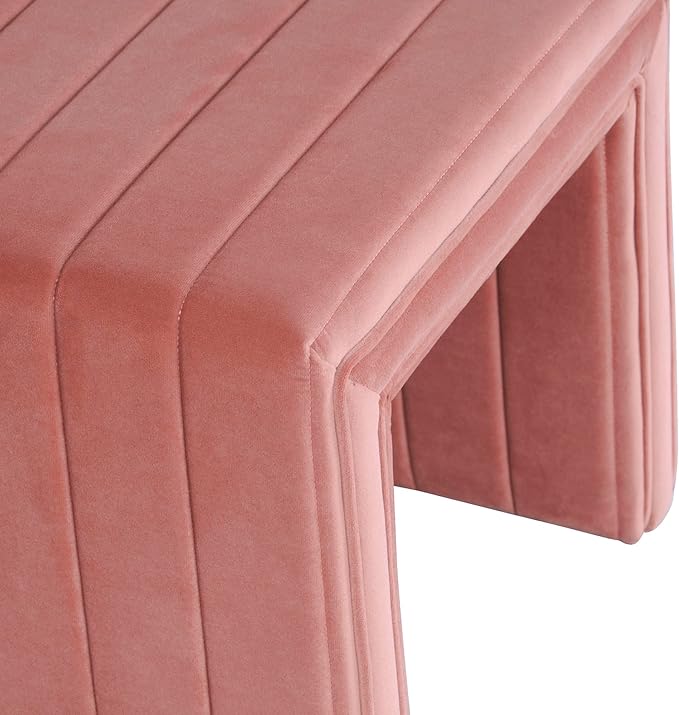 Spatial Order Modern Channel Tufted Velvet Ottoman | Spatial Order Home Décor | Ottoman for Living Room & Bedroom - Blush Pink
