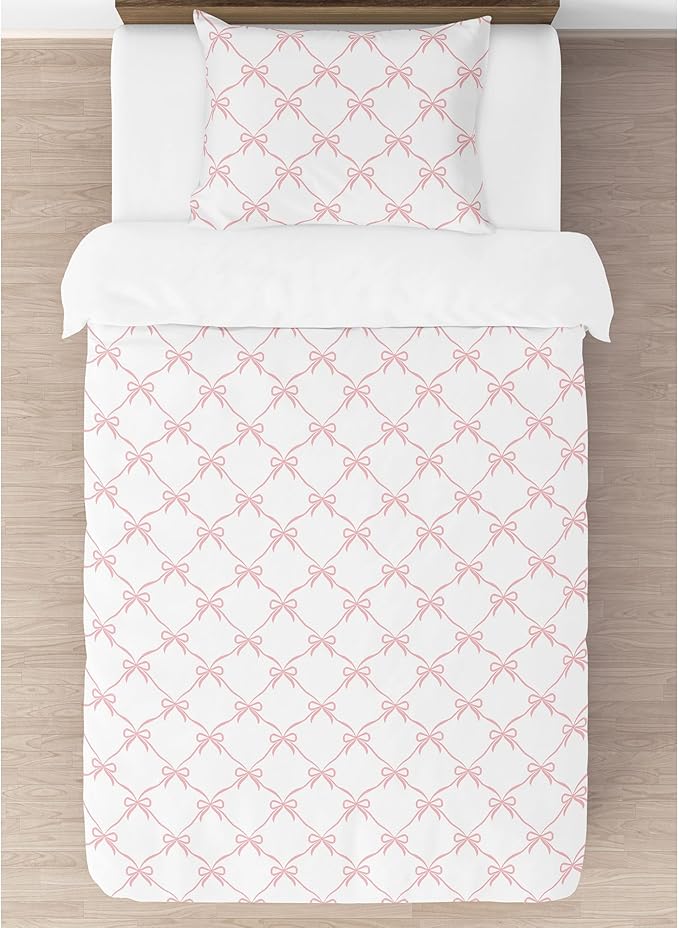 Sweet Jojo Designs 2-Piece Twin Comforter Set (Pink Bows) for Girls, Kids, Teen, College Bed Room incl. Single Size Bedding & Sham (Blush, Bow for The Ballerina, Ballet Dancer, Princess Collection)