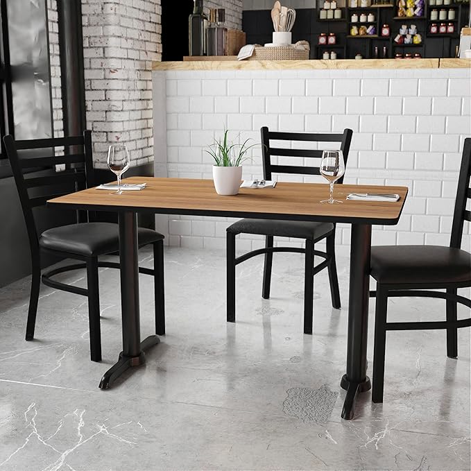 Flash Furniture 30'' x 48'' Rectangular Walnut Laminate Table Top with 5'' x 22'' Table Height Bases