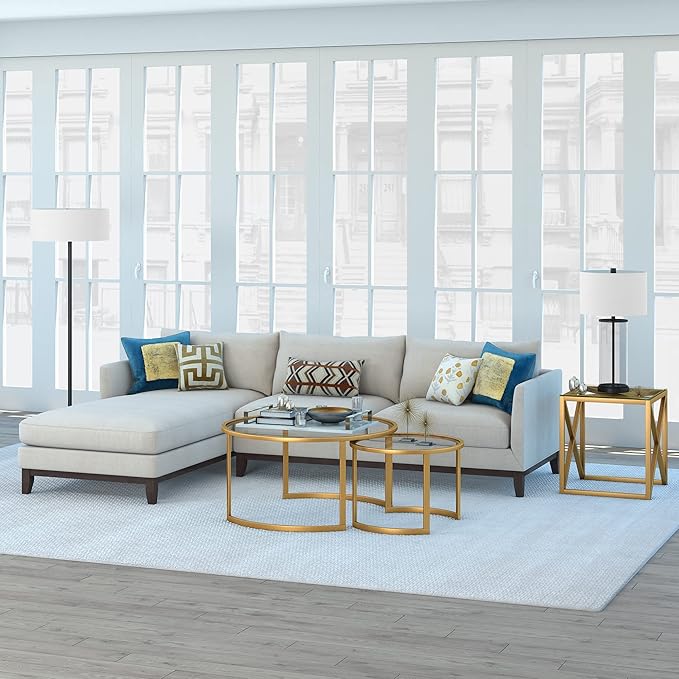 Mitera Round Nested Coffee Table in Brass