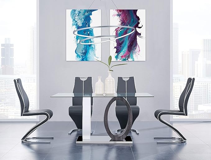 Global Furniture USA White/Grey Dual Oval Base Dining Table