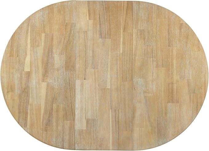 ERYE Farmhouse Style Wooden Dining Table 42-Inch Functional Extendable Round Dining Table with 16" Leaf and X-Cross Legs,Oval Wooden Diningtable for Home Apartment Diningroom, Natural Wood Wash