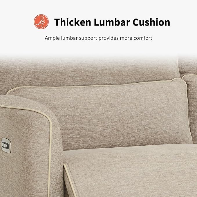 MCombo 60" Wall Hugger Power Loveseat Recliner Sofa with Adjustable Headrest, RV Reclining Loveseat with USB and Type C Charge Ports for Living Room 6924 (Beige, Loveseat)