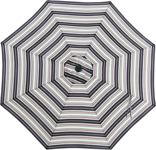 MASTERCANOPY Patio Umbrella 10 ft Replacement Canopy for 8 Ribs-Black and Red stripe Canopy Only
