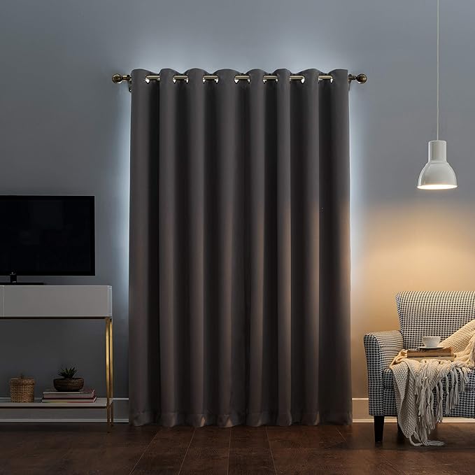 Sun Zero Nordic Theater Grade Extreme 100% Blackout Grommet Curtain Single Panel, 52" x 63", Gray