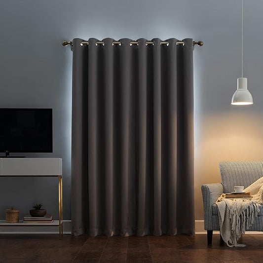 Sun Zero Nordic Theater Grade Extreme 100% Blackout Grommet Curtain Single Panel, 52" x 63", Gray