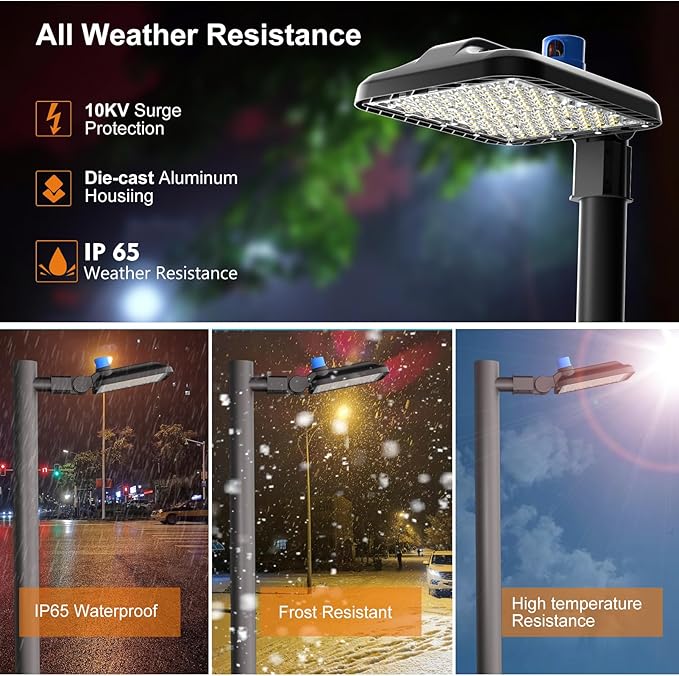 Acohook150W Led Parking Lot Lights Outdoor Commercial Area Street Lighting 5000K 22500LM Eqv.600W HPS Smart Photocell Slipfitter Mount Pole Lights -2Pack
