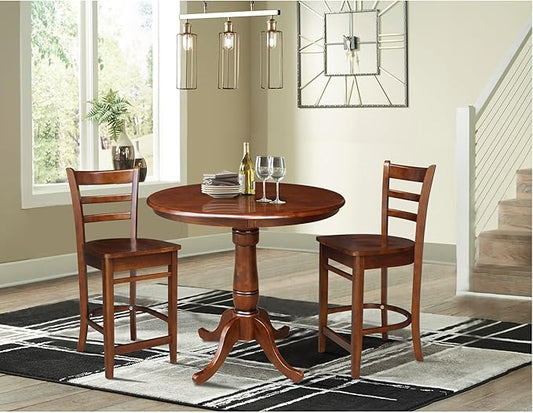International Concepts 36" Solid Wood Round Top Dining Table in Espresso