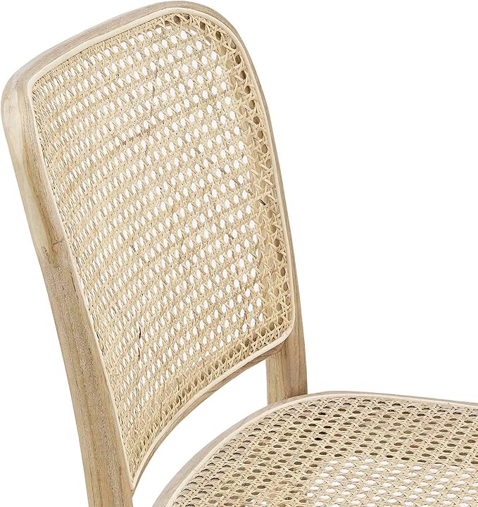 Modway Winona Elm Wood Cane Rattan Seat, Dining Side Chair - Set of 2, Gray