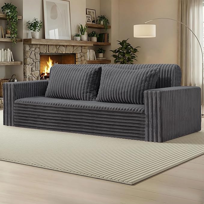 HABUTWAY Folding Sofa Bed, 2 in 1 Convertible Sleeper Chair with 2 Pillows, Portable Fold Out Chair Bed with Armrest, Comfy Floor Couch, Lazy Sofa for Living Room Bedroom Dorm Home Office, Grey