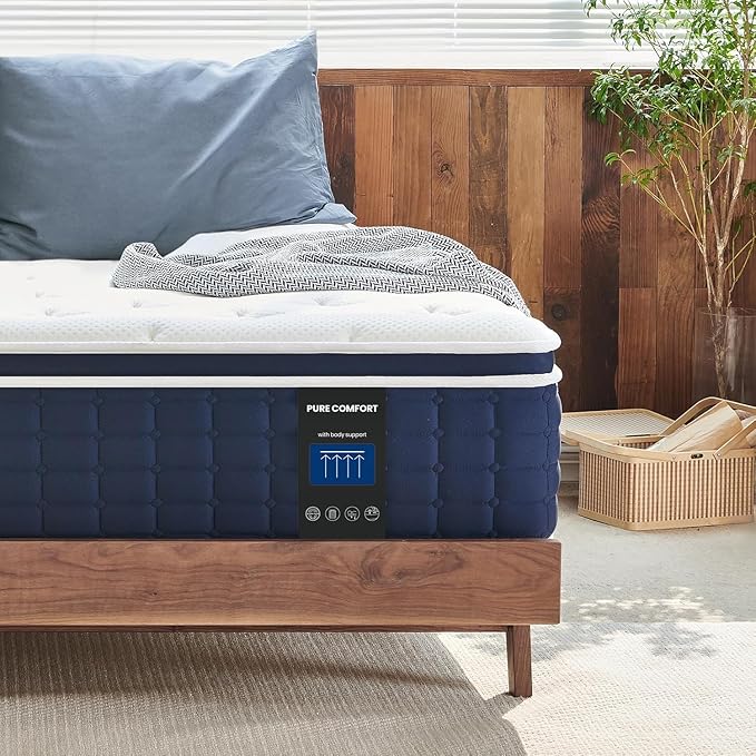 Coolvie Full Size Mattress 14 Inch, Hybrid Full Mattress in a Box, 4 Layer Premium Foam with Pocket Springs for Motion Isolation and Pressure Relieving, Medium Firm Feel, 100-Night Trial