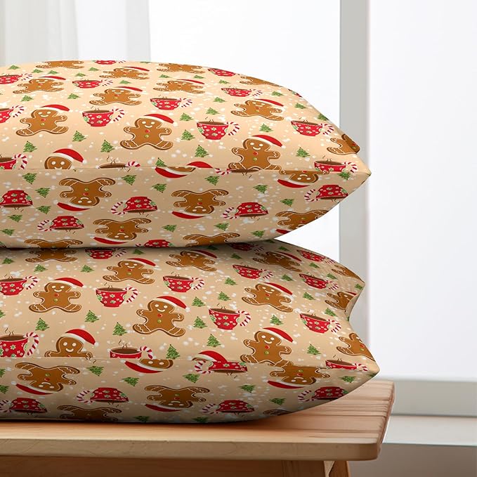 Christmas Gingerbread Lumbar Pillow Covers 12x20 Set of 2 Cute Gingerbread Cafe Xmas Tree Rectangle Throw Pillow Cover Christmas Orange Pillow Case for Home Couch Sofa Winter Decoration