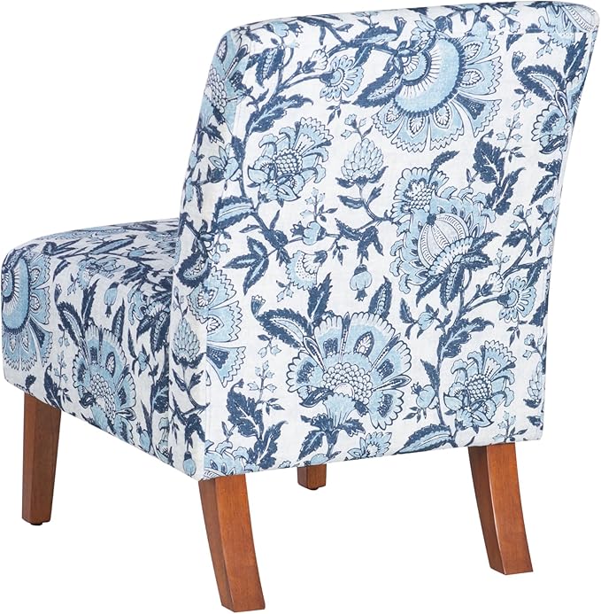 Linon Lily Blue and White Floral Paisley Upholstered Accent Chair