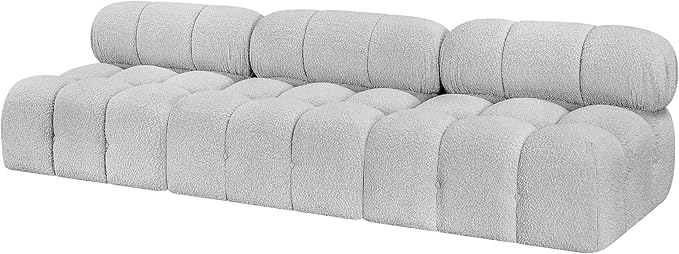 Meridian Furniture 611Grey-S102B Ames Collection Modern | Contemporary Modular Sofa with Rich Grey Boucle Fabric, Modular to Create Infinite Configurations, 102" W x 34" D x 28" H, Grey