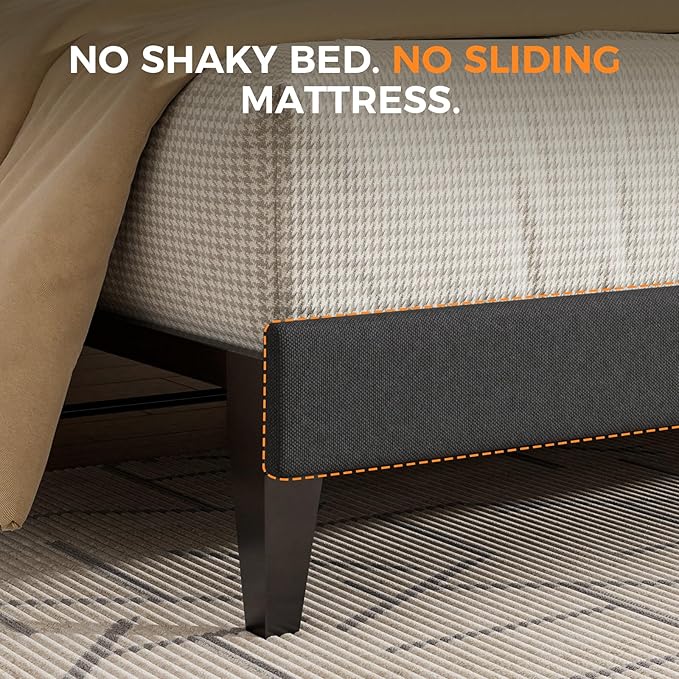 GTPLAYER King Size Bed Frame, Upholstered Platform Bed Frame with Tall Headboard Wingback, Soft Velvet Fabric, No Box Spring Needed, Easy Assembly, Dust Grey