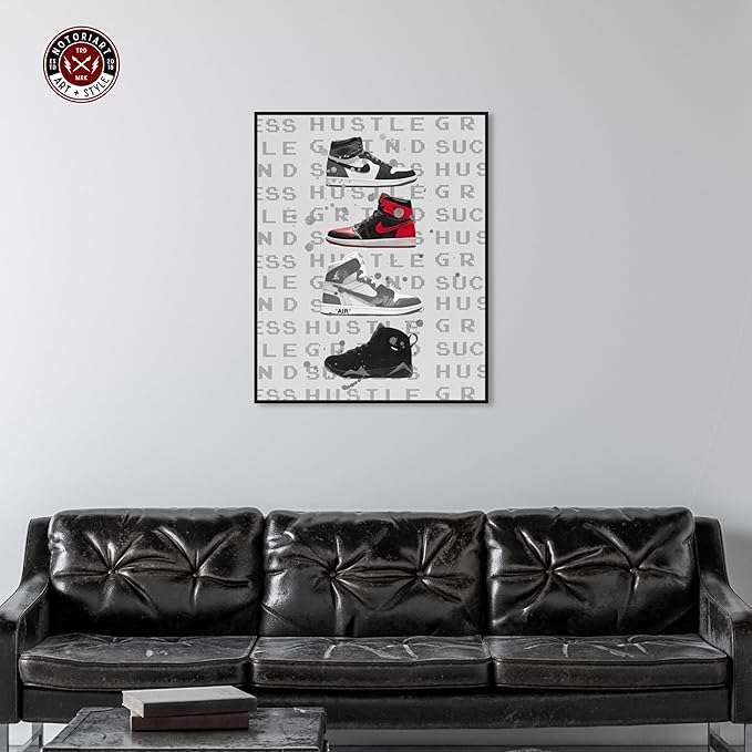 Hype Sneakers Framed Sneaker 1 Piece Canvas Wall Art, 31" x 37", Black Frame