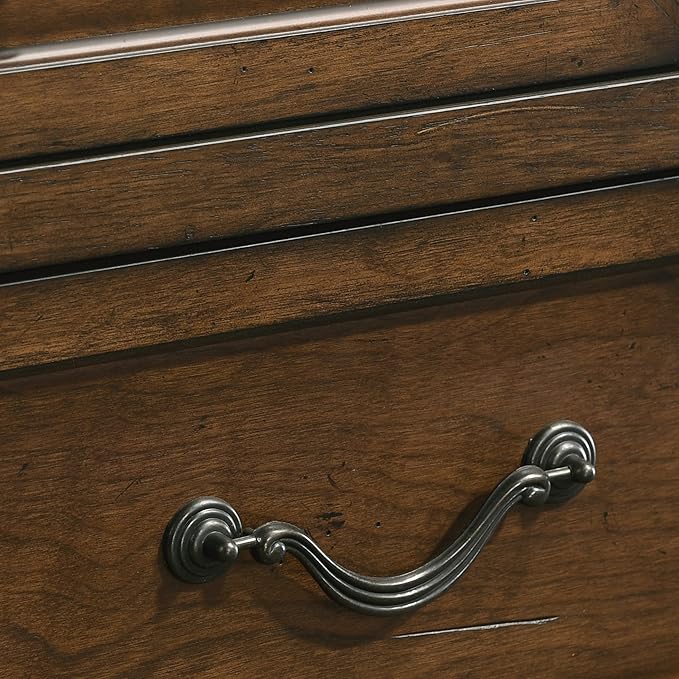 Roundhill Furniture Maderne Traditional Wood 3-Drawer Nightstand, Antique Walnut Finish