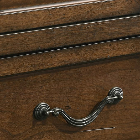 Roundhill Furniture Maderne Traditional Wood 3-Drawer Nightstand, Antique Walnut Finish