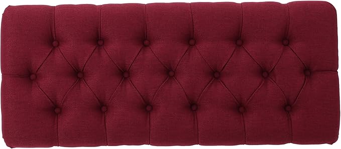 Christopher Knight Home Scarlett Tufted Fabric Ottoman Bench, Deep Red