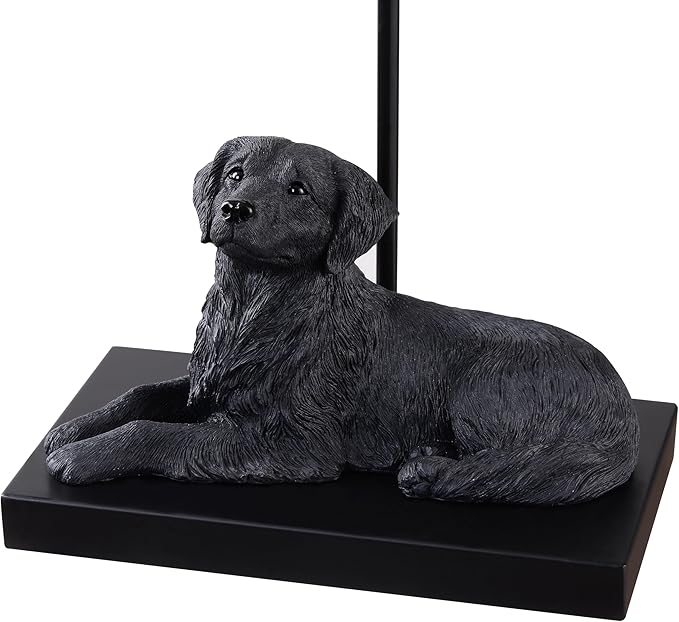 YANIC Desk Lamp with Black Dog Statue, Resin Lamp for Bedroom, 3 Way Dimmable Rotary Switch, Home Décor Accents for Living Room, Office, Dormitory, Reading Room (24061)