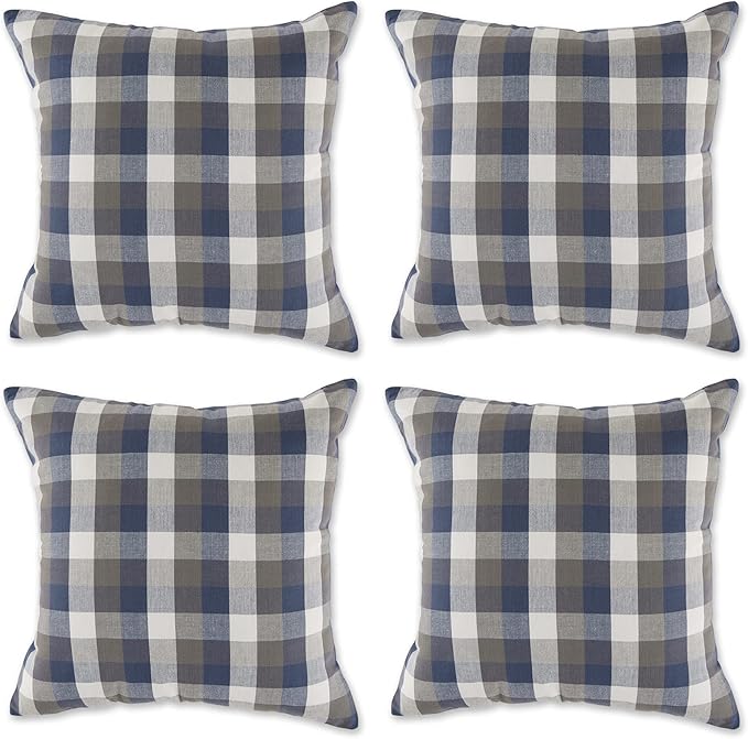 DII Throw Pillow Cover Collection Decorative Square, 18x18, French Blue Tri-Color, 4 Piece