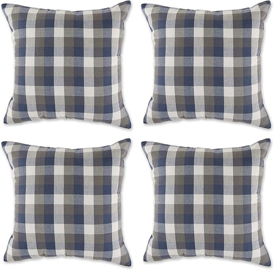 DII Throw Pillow Cover Collection Decorative Square, 18x18, French Blue Tri-Color, 4 Piece