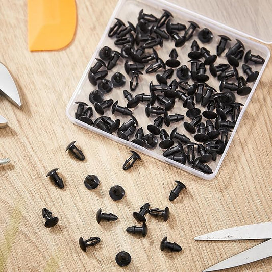 100 Pcs Strapping Rivets 15/64 Inch Hole Patio Strapping Fasteners for Patio Furniture Repair Webbing Lawn Chair Lounge Accessories, 0.66 x 0.48 Inch (Black)